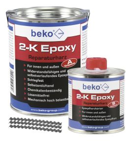 2-K Epoxy Reparaturharz 1 kg, inkl. 10 x Estrichklammern 6 x 70 mm