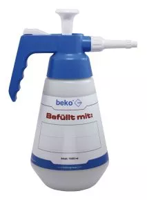 beko Niederdrucksprüher 1,5 l mit neutralem Etikett, leer Flasche