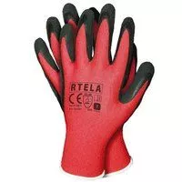 Arbeitshandschuhe mit Latexbeschichtung, rot/schwarz
